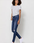 Flying Monkey Mid Rise Ankle Skinny w Distressed Hem Jean - Online Only