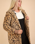 VERY J Fuzzy Leopard Long Sleeve Hooded Jacket