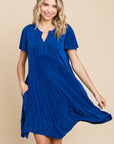 Culture Code Full Size Short Sleeve Ruffled Asymmetric Hem Dress