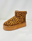 WILD DIVA Thermal Furry Leopard Platform Booties