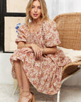 ADORA Floral Square Neck Puff Sleeve Dress