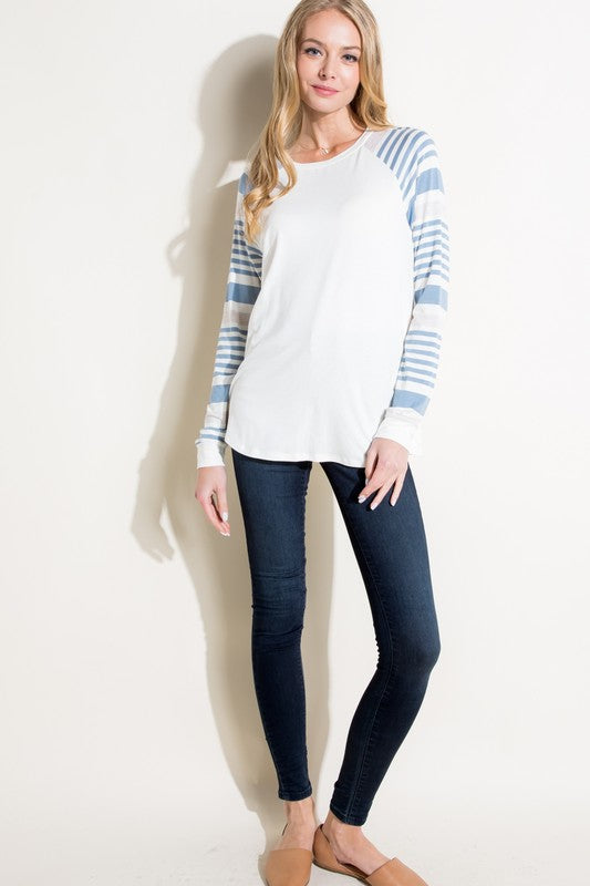 e Luna PLUS Engineering Striped Mix Top