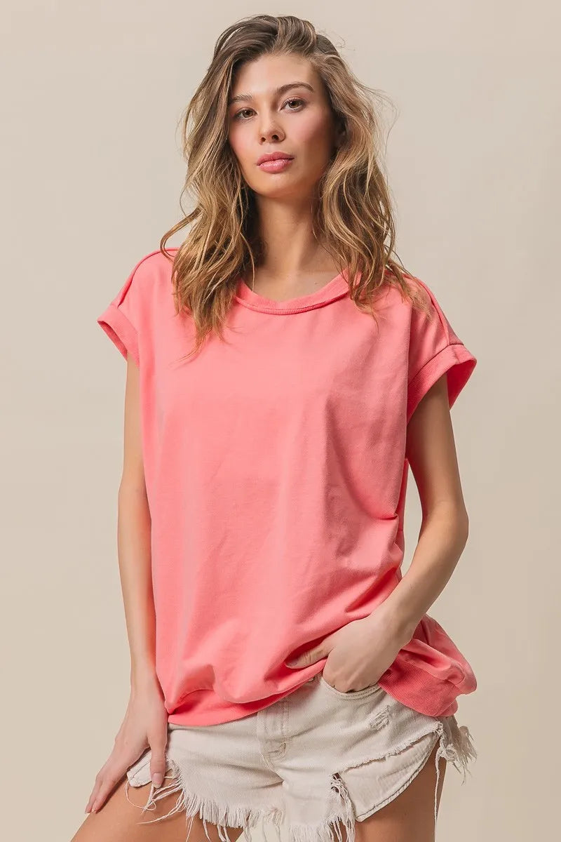 BiBi French Terry Drop Shoulder Basic Top