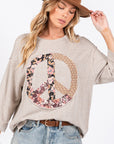 SAGE + FIG Floral Peace Patch Round Neck Top