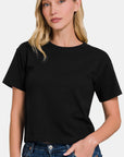 Zenana Round Neck Short Sleeve Cropped T-Shirt