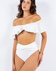 Two Piece Top Ruffle Shoulder with Twisted Design