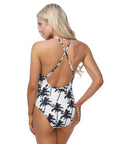 Palm Tree High Neck One Piece Swimsuit