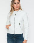 Snobbish PU Leather Zip Up Jacket with Pockets