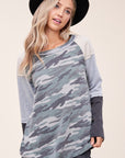 e Luna PLUS Camouflage Color Block Top