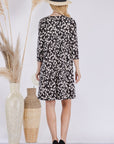 Celeste Full Size Leopard Three-Quarter Sleeve Dress with Pockets