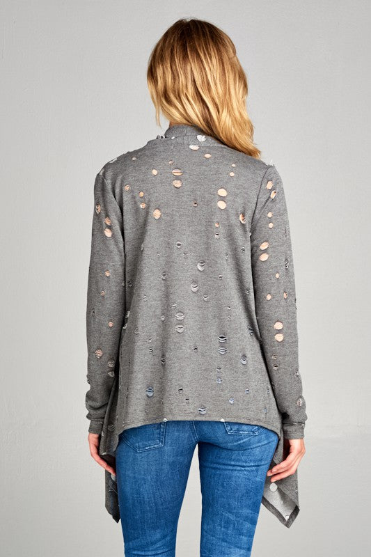 e Luna Distressed Cascade Cardigan