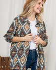 e Luna PLUS Fuzzy Aztec Button Down Shacket