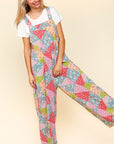 Haptics Full Size Printed Wide Leg Overalls with Side Pockets