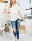 e Luna Floral Striped Mixed Top