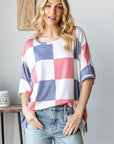 HOPELY Checkered Round Neck Half Sleeve T-Shirt