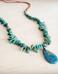 Natural Turquoise Chunky Necklace with Large Natural Pendant