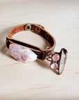 Sunstone Slab Narrow Leather Cuff Bracelet