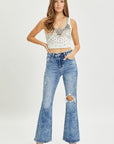 RISEN Full Size High Rise Distressed Flare Jeans