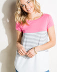 e Luna PLUS Striped Solid Color Block Top