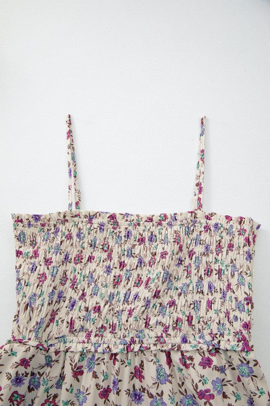 Ditsy Floral Smocked Sleeveless Maxi Dress