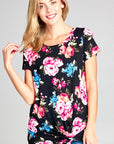 e Luna Floral Print Twist Bottom Tunic Top PLUS