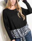 e Luna Plus Solid Cheetah Mixed Casual Top