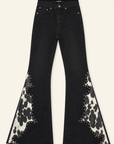 GJG Denim Rockstar Rouge Studded Cow Print Flare Jeans