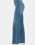 Judy Blue Full Size Tummy Control Cut Raw Hem Straight Jeans