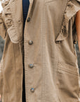 Denim Patchwork Ruffle Sleeve Jacket Vest