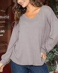 Balloon Sleeve V Neck Top