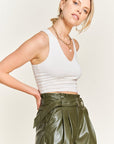 Jade By Jane High Rise Waist Belted Faux Leather Short