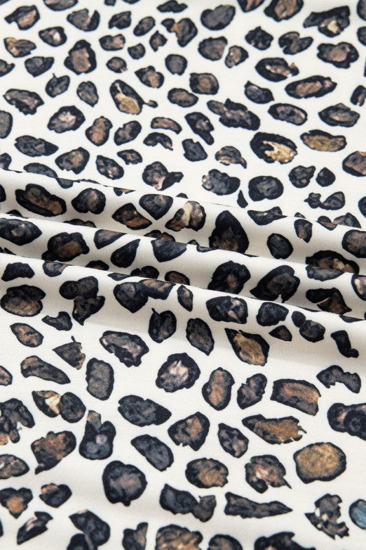 Plus Size Leopard Pullover and Shorts Set