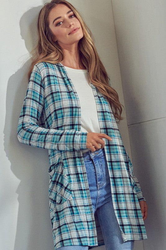 e Luna Plaid Long Cardigan