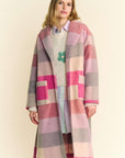 Davi & Dani Tied Color Block Collared Neck Coat