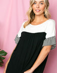 e Luna PLUS Solid Striped Baby Doll Top