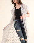 Chiffon Embroidery Lace Kimono Duster Cardigan