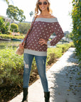 e Luna PLUS Polka Dot Off Shoulder Top