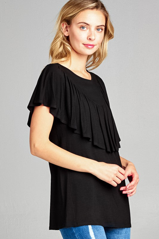 Solid Ruffle Detail Top - Online Only