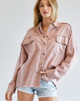 Davi & Dani Button Down Shirt with Pockets - Online Only