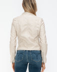 Snobbish PU Leather Zip Up Jacket with Pockets