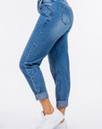 American Bazi High Waist Pleated Waist Mom Jeans