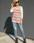 e Luna Multi Stripe Mix Baseball Top