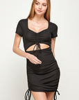 Short Sleeve Cutout Ribbed Knit Bodycon Dress