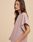 Annie Wear Checkered Round Neck Short Sleeve T-Shirt