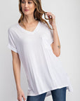 Rae Mode V Neck Basic High-Low Hem Top