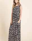 BOMBOM Leopard Maxi Dress with Pockets