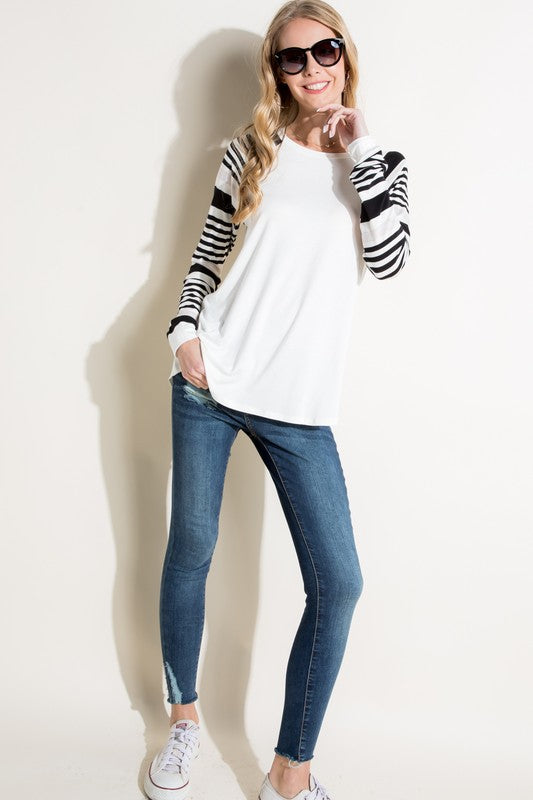 e Luna PLUS Engineering Striped Mix Top