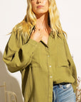 Textured Gauze Button Down Puff Sleeve Blouse