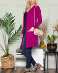 Celeste Full Size Open Front Cardigan with Pockets