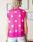 First Love Full Size Flower Pattern Round Neck Sweater Vest